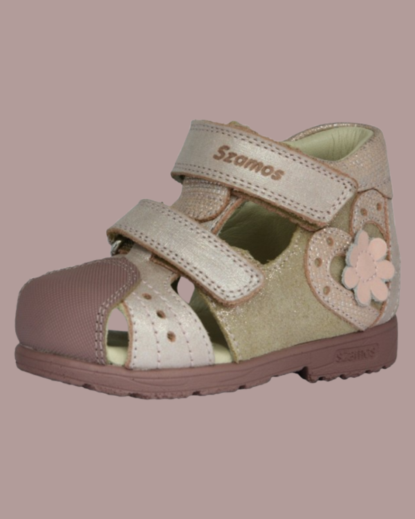 Sandale Ortopedice Închise – Szamos, Supinate, cu Model Floral și Inimioare ❤️
